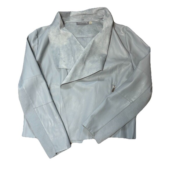 Bagatelle Faux Leather Jacket Size XL Dusty Blue Waterfall Moto Style - Picture 2 of 7